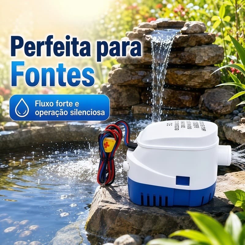 Bomba de Porão 12V 1100GPH para Barco Lancha Drenagem Submersível Marinha