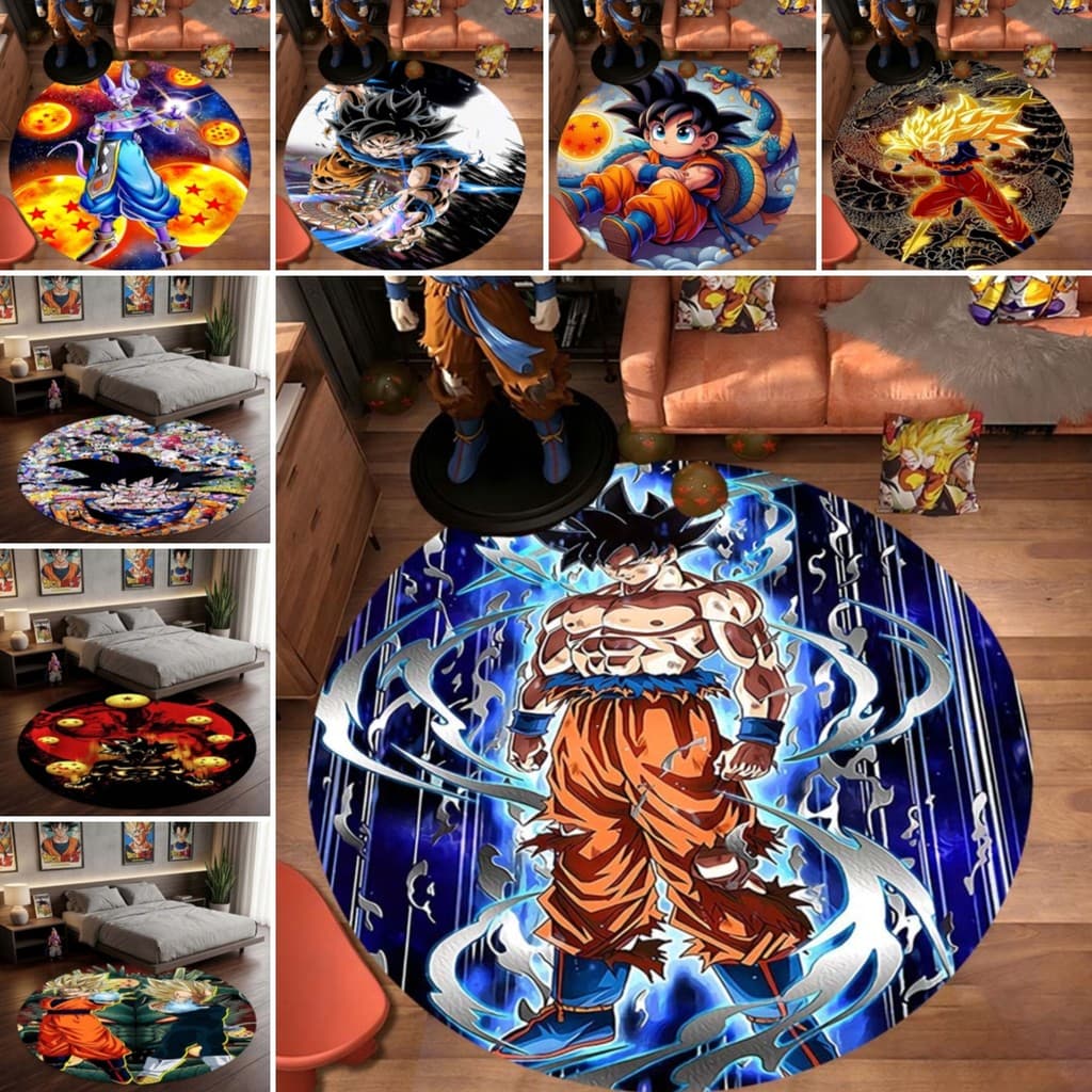 Nova animação de desenho animado <Dragon Ball > Tapete redondo Son Goku adequado para sala de estar, quarto infantil, de