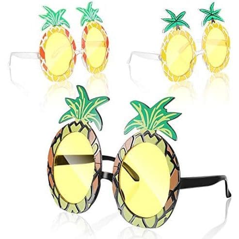 Weewooday 3 Pares de Óculos de Sol Tropicais em Forma de Abacaxi, Óculos Divertidos para Festa Havaiana Luau, Acessórios