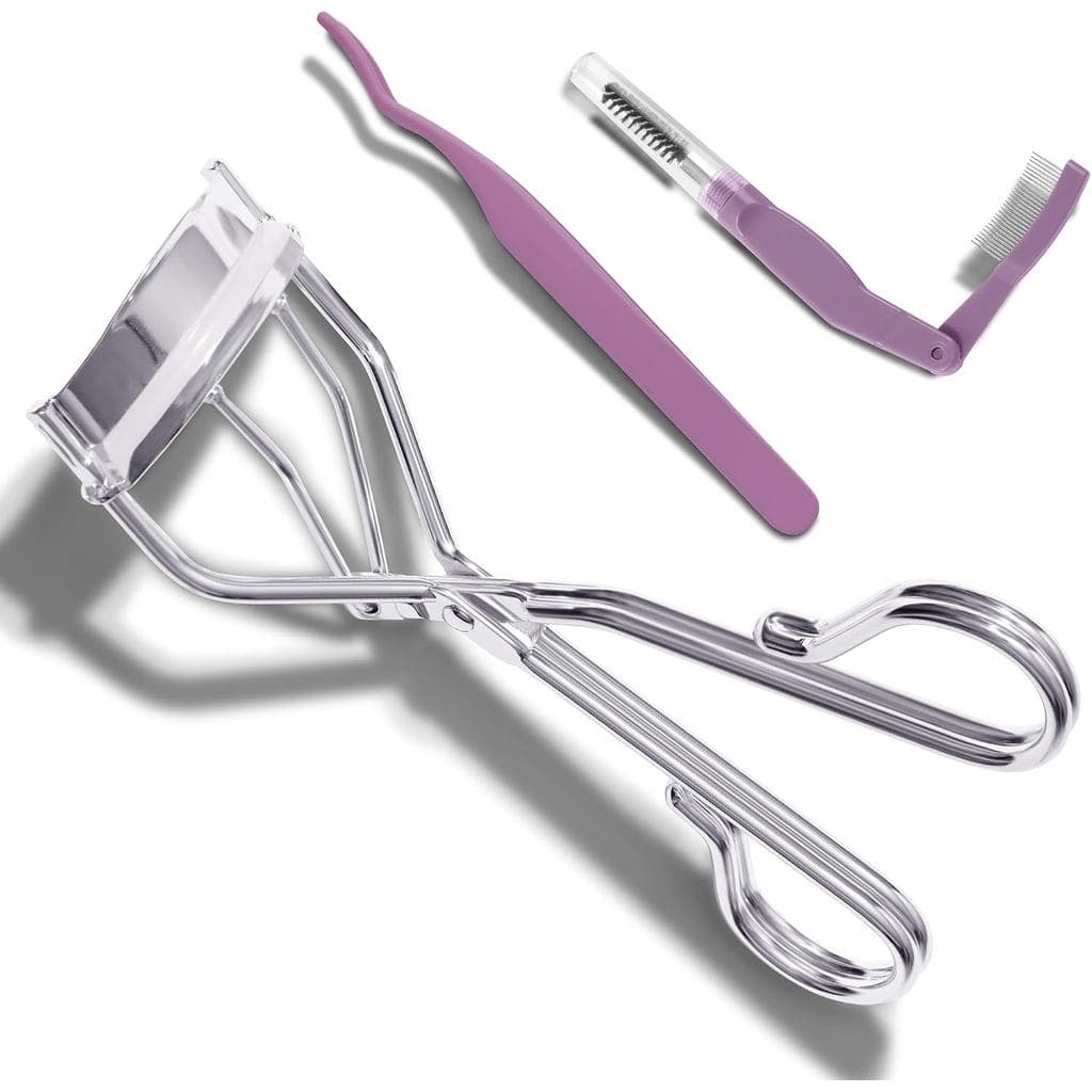 Conjunto de Curvador de Cílios 3 em 1 com 3 Almofadas de Substituição (Suave/Média/Firme) - Curvador de Cílios Profissio