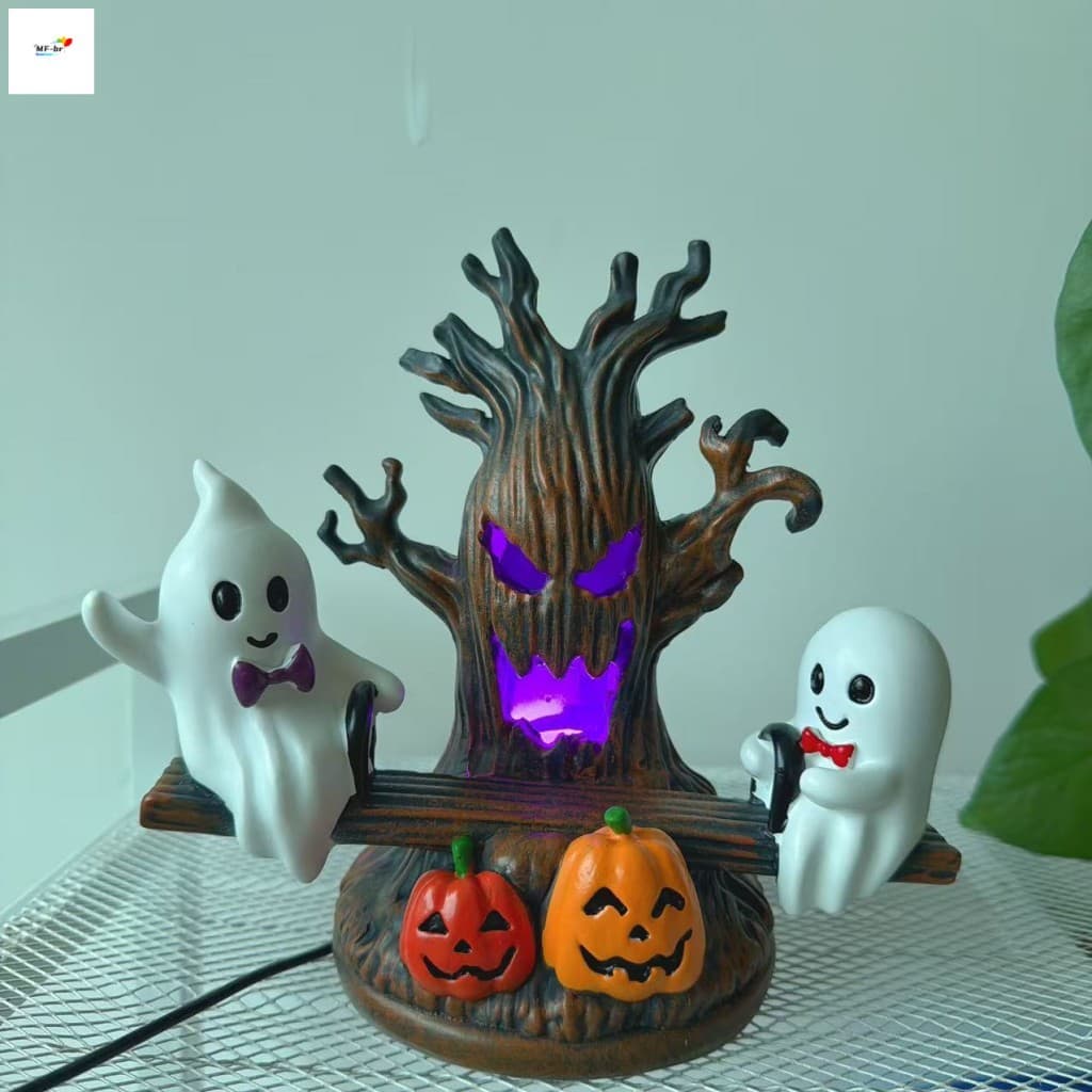Luz Noturna De Resina De Halloween-Decoração Fantasma De Balanço Para Casa