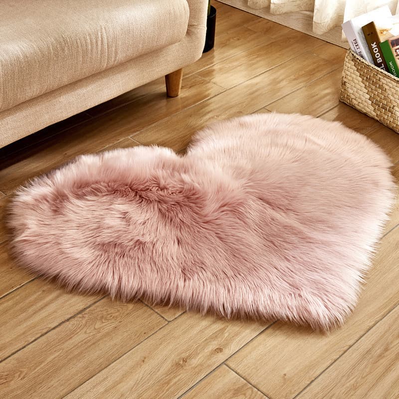 Cobertor de pelúcia para decoração de casa, tapete em formato de coração, sala de estar, quarto, cabeceira, resistente à