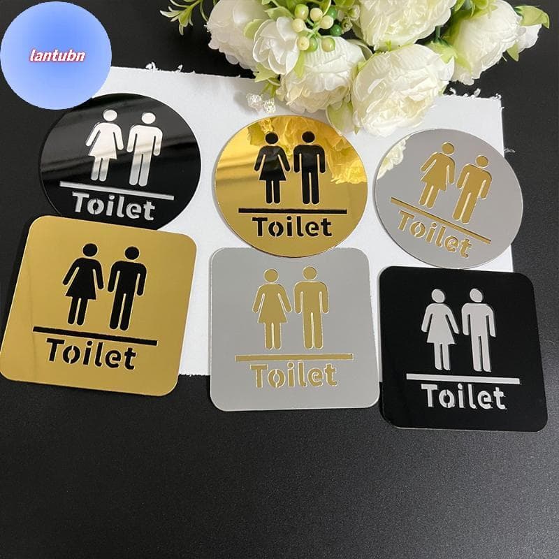 LANTUBN Placas De Banheiro De Acrílico De 3.94 Polegadas Para Homens E Mulheres , Identificação , Decalques Redondos Qua