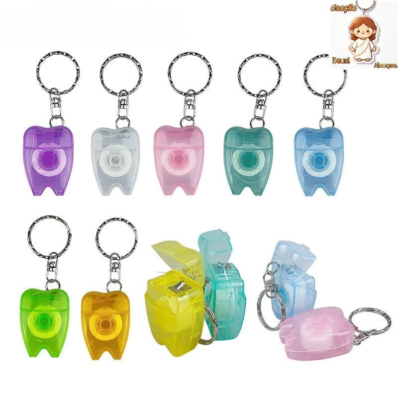 5 Pçs Em Forma De Dente Chaveiro Dental Portátil Fio De Náilon Limpo Acessório Para Cuidados Dentários H5JV &-*