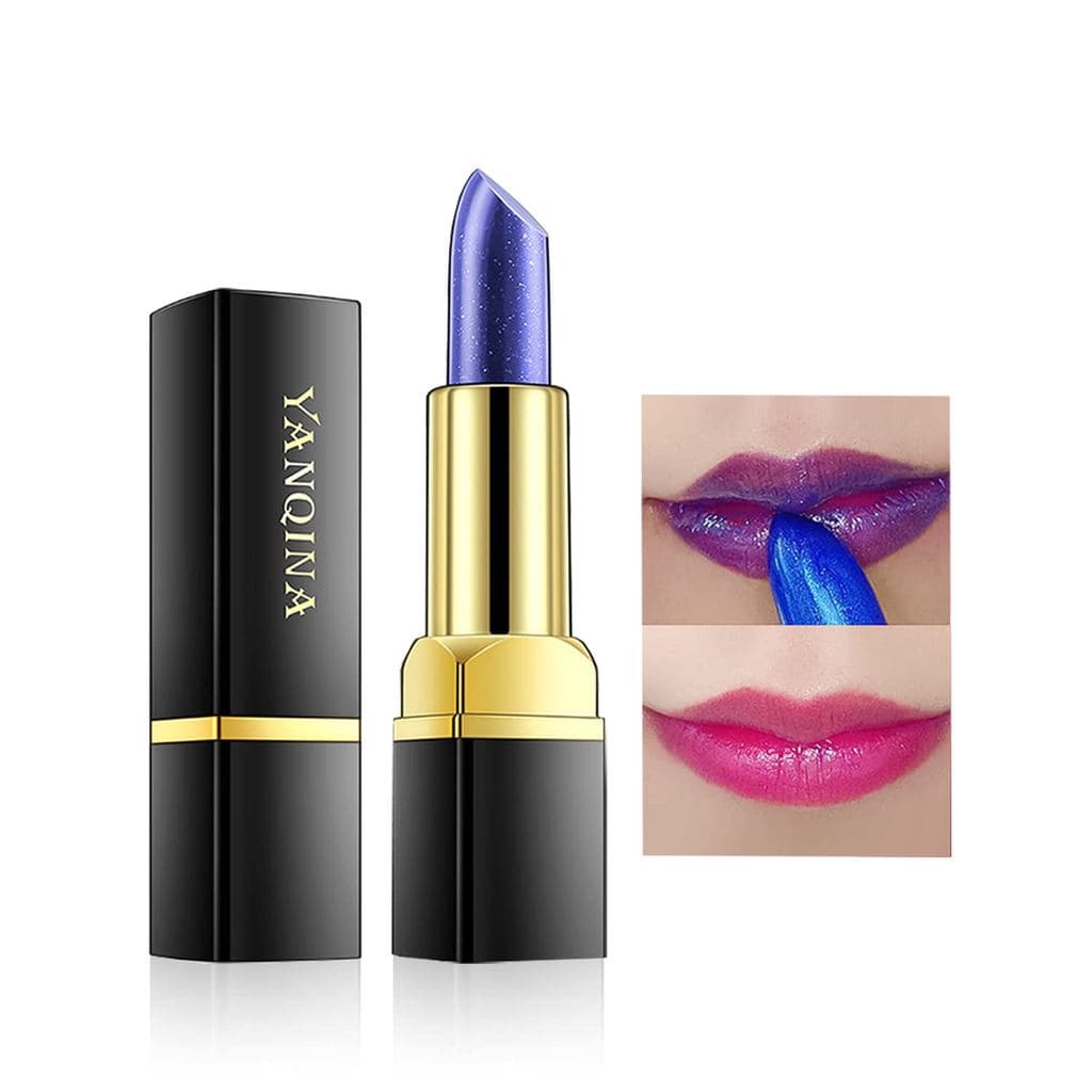 Batom Mágico Azul, Batom Brilhante que Muda de Cor (Azul para Rosa), Bálsamo Labial Hidratante Natural, Batom Nutritivo