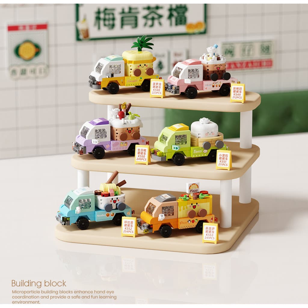 Novo produto⭐Hong Kong estilo tuk tuk diversão rua vista blocos de construção partículas montagem decoração ornamentos b