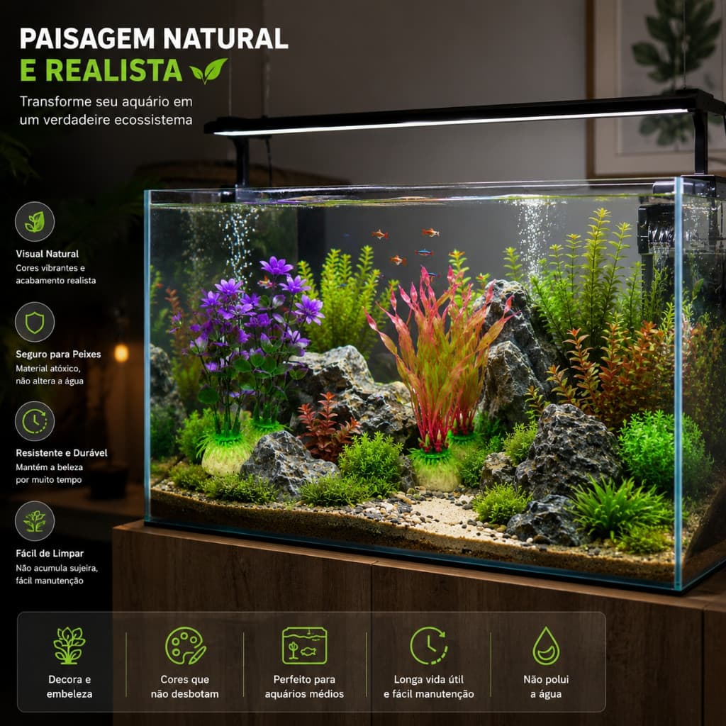 Planta Artificial para Aquario ate 10cm/35CM Enfeite e Decoração