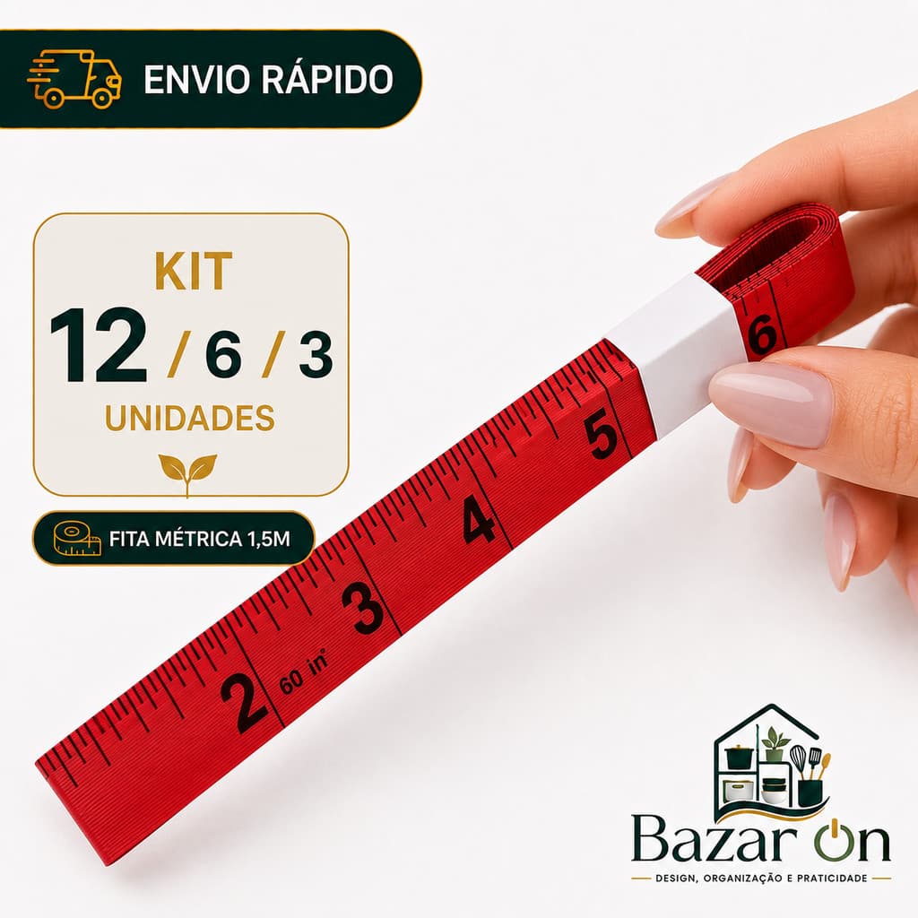 Kit 12/6/3 Fita Métrica Dupla Face 1,5m Colorida Costura Alfaiate Polegada Cm Multiuso Trena Flexive
