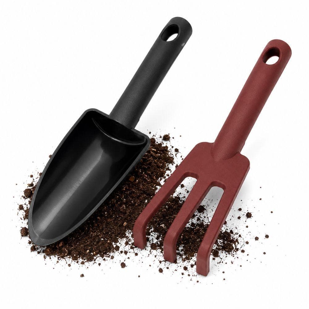 KIT JARDINAGEM COM PA E RASTELO CONJUNTO DE FERRAMENTAS PARA VASOS CANTEIROS MUDAS ADUBO PLASTICO RESISTENTE MULTIUSO