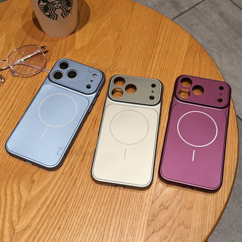 Capa Rígida Magnética Fosca Com Janela Grande Para iPhone 18 17 16 15 14 13 Pro Max Traseira Antiderrapante E Proteção C
