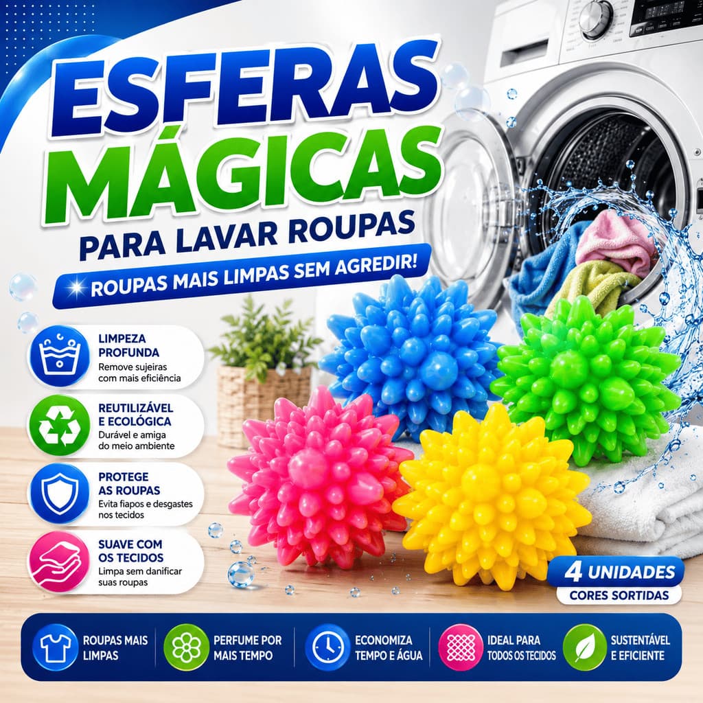 Kit 36 Esferas Bolinhas Mágicas Bola De Lavanderia Para Maquina Lavar Ajuda Lavar Sem Enroscar Economiza Sabao Limpeza