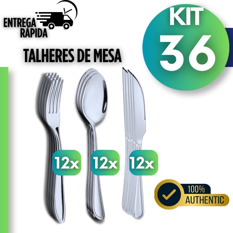 Talheres em Aço Inox Moderno Completo para Cozinha Restaurante Hotel e Self Service