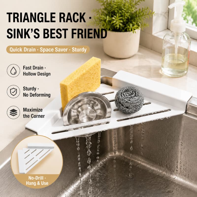 Aço Inoxidável Pia Da Cozinha Canto Dreno Rack Triangular Bancada Organizador De Armazenamento Esponja Purificador Pano