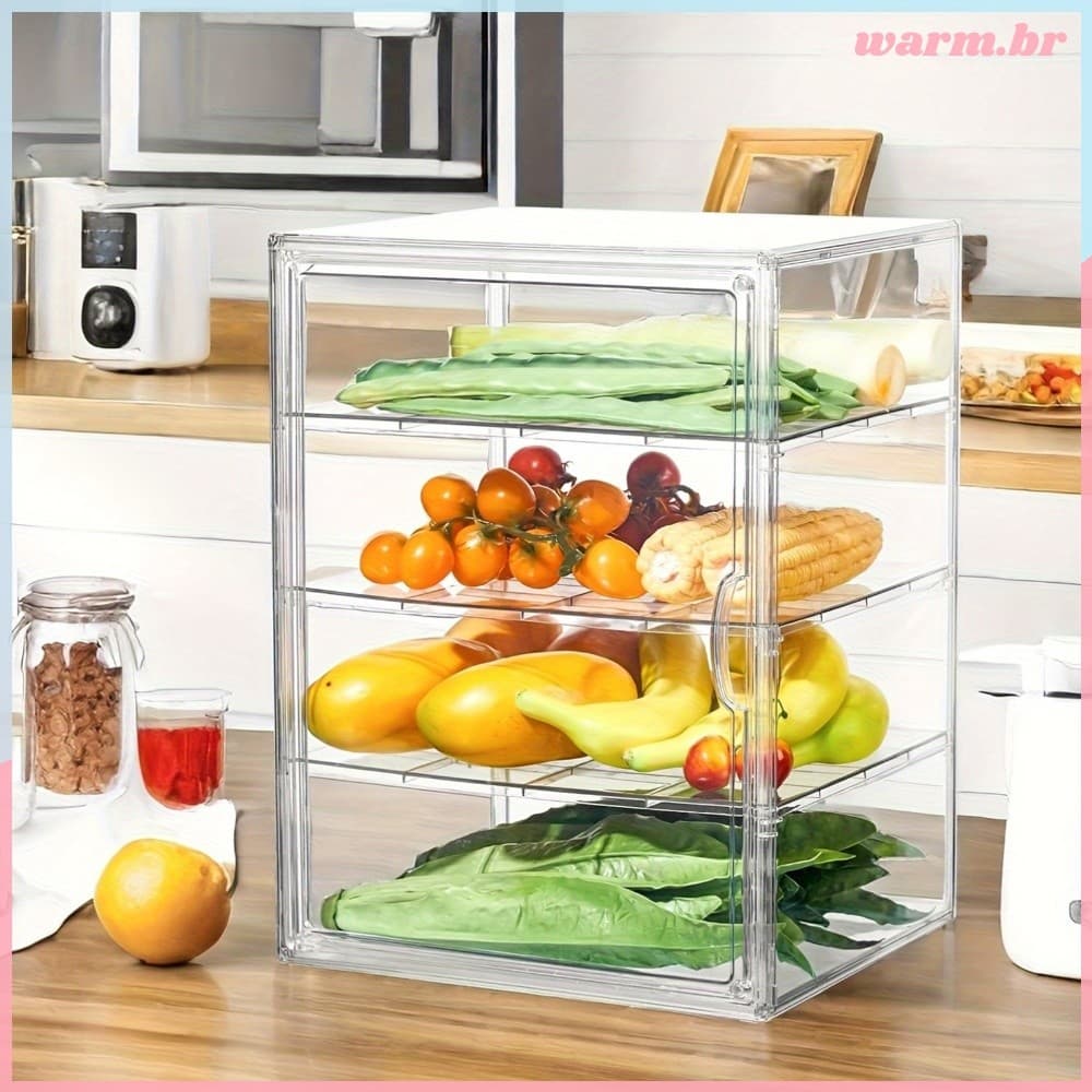 Caixa De Pastelaria Transparente De 4 Camadas Pão Acrílico Para Armazenamento E Exibição De Bancada De Cozinha [waroom.b