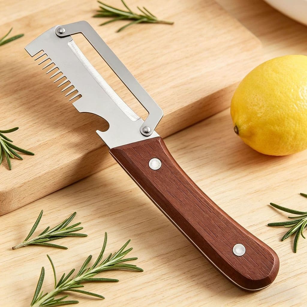 Descascador Multifuncional 3 em 1 de Aço Inoxidável, Utensílio de Cozinha para Cortar Frutas, Rabanetes, Repolho e Cebol