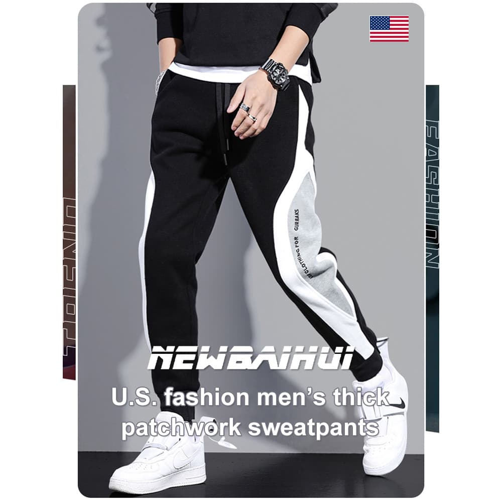 【Moda Jovem】[Tendência Jovem] Calças casuais masculinas para primavera e outono, tamanho grande, modelagem solta, nove p