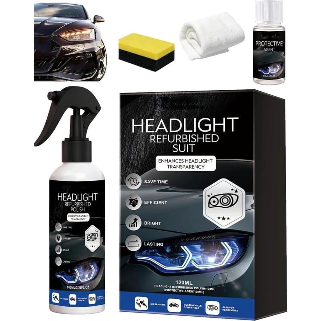 Kit de reparo de faróis de carro, um kit rápido e fácil para polimento e limpeza de faróis de carro.
