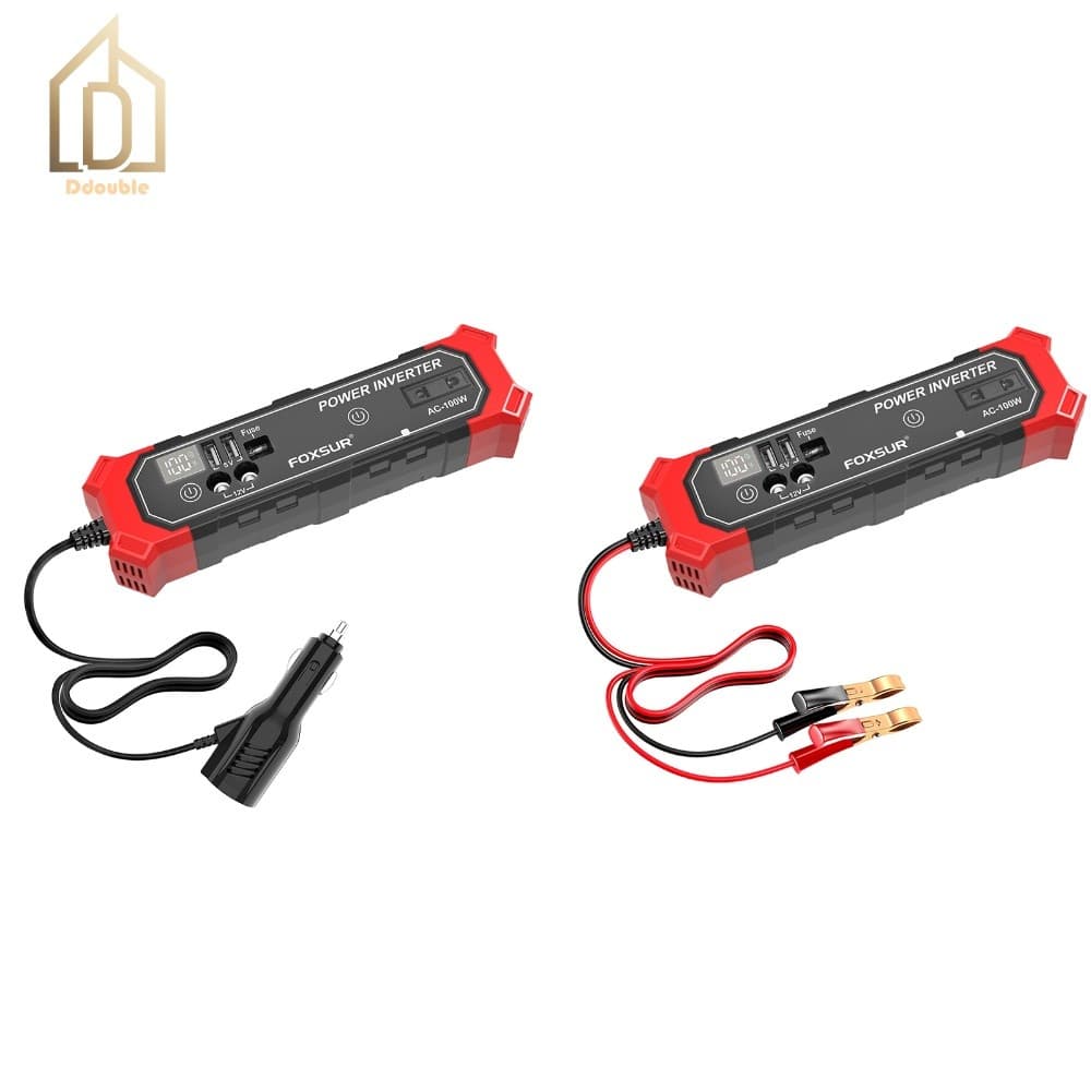 Inversor Portátil Para Carro 100W 12V A 110V AC Com Tela LED Carregador USB Duplo Laptop [Ddouble.br]