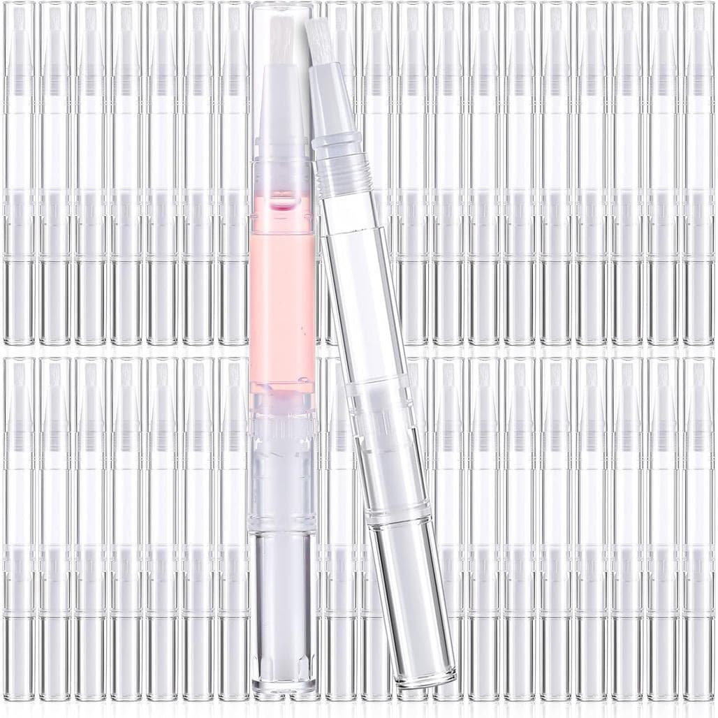 Pacote com 40 Canetas de Óleo para Cutículas de 3 ml, Canetas Vazias para Óleo de Unhas com Ponta de Pincel, Canetas Tra
