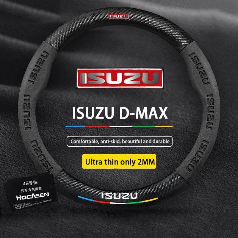 Capa para Volante de Carro para Isuzu D Max MU X Spark V Cross X Life, Antiderrapante, em Suede e Fibra de Carbono, Aces