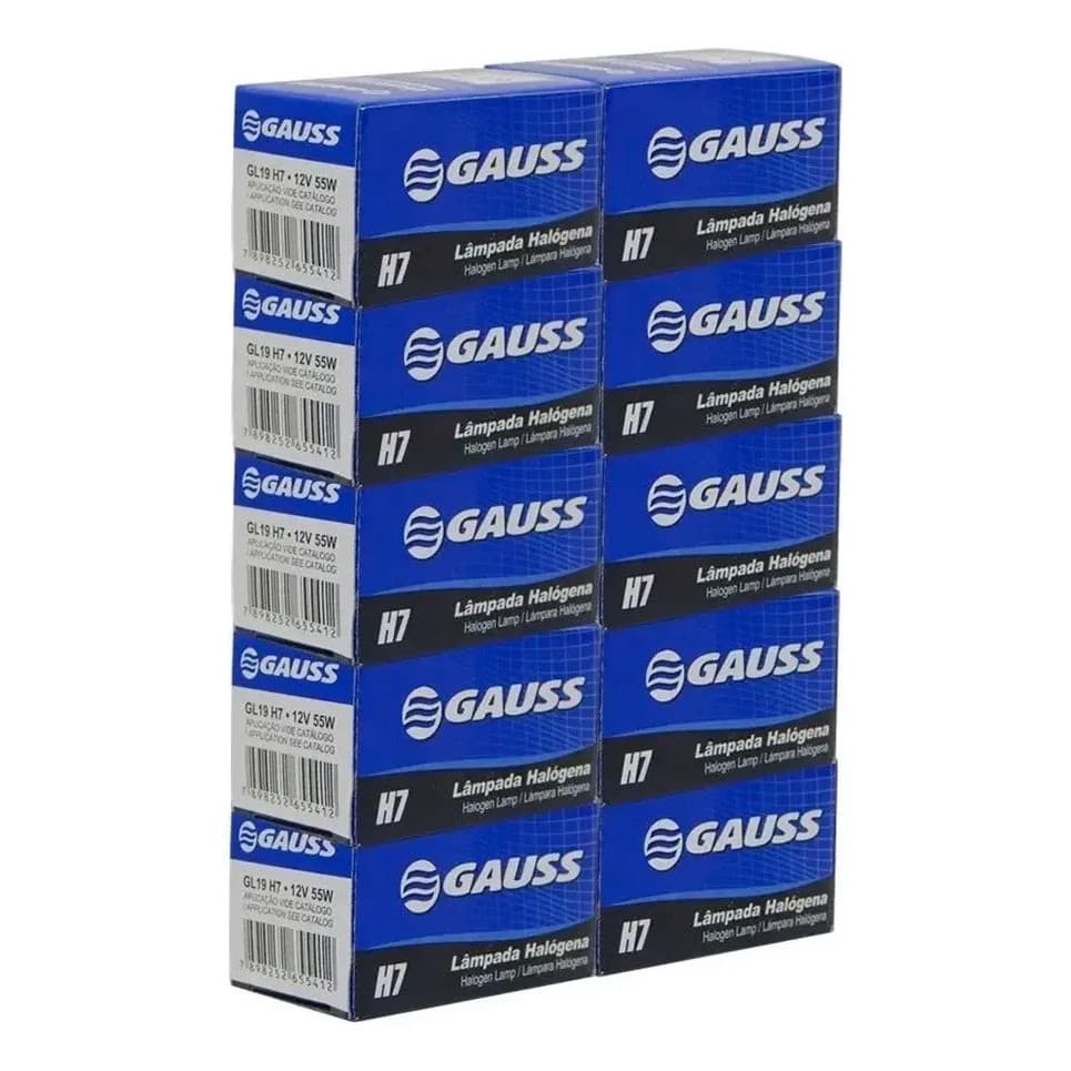Kit 10x Lâmpadas Automotivas Gauss H7 55w Halógena 12v