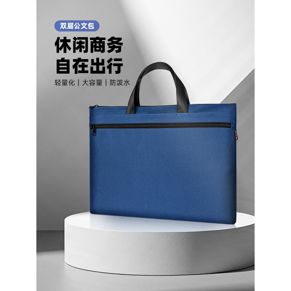 Tianse Bolsa de arquivo multifuncional de camada dupla Bolsa maleta de lona espessada com zíper Bolsa de armazenamento d