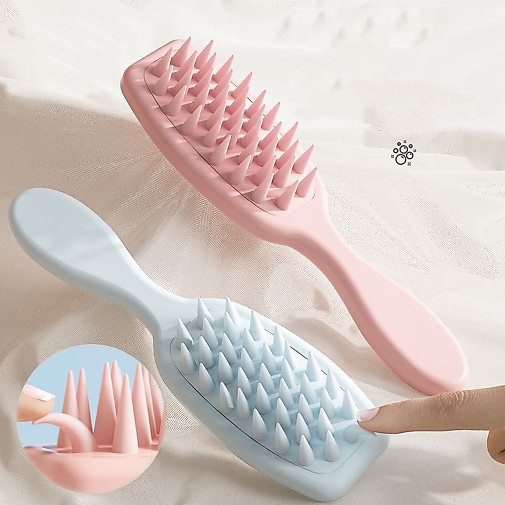 Escova de massagem para shampoo de silicone com cabo longo