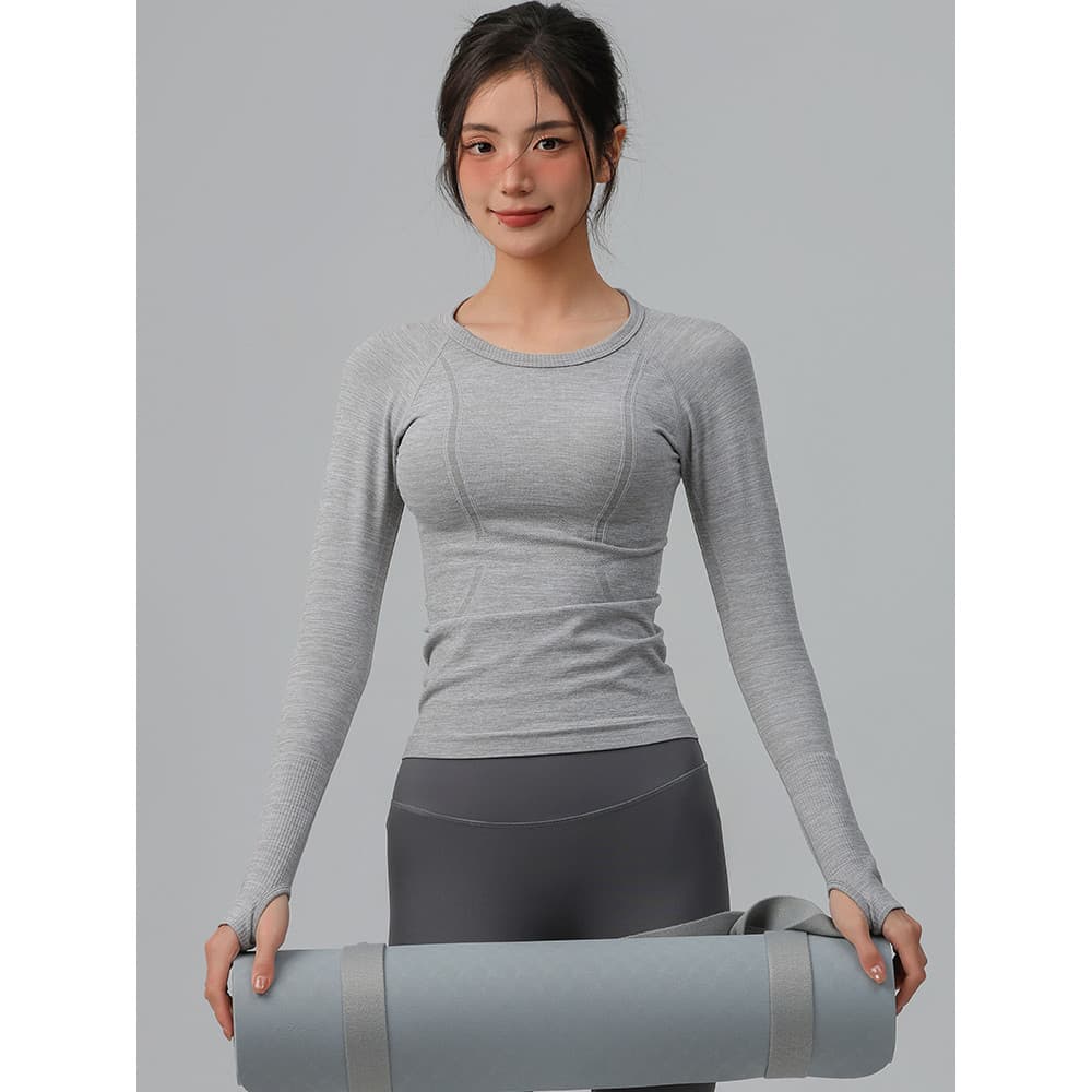 Roupas de Yoga topo feminino primavera outono fino-ajuste esportes de manga comprida correndo Pilates treinamento roupas