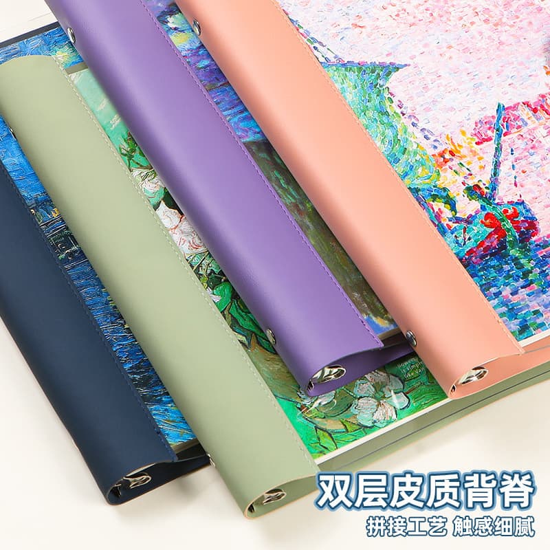 Caderno de folhas soltas com pintura a óleo, capa macia transparente, alto apelo estético, diário de estudante, livro de
