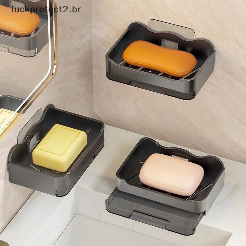 Suporte de sabonete para banheiro LPHG, tipo pegajoso de parede sem perfuração, suporte para esponja de sabão, Rack de a
