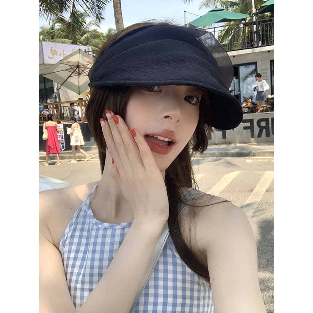 Chapéu de sol feminino verão influenciador vazio topo versão coreana moda gaze estilo fada Organza protetor solar chapéu