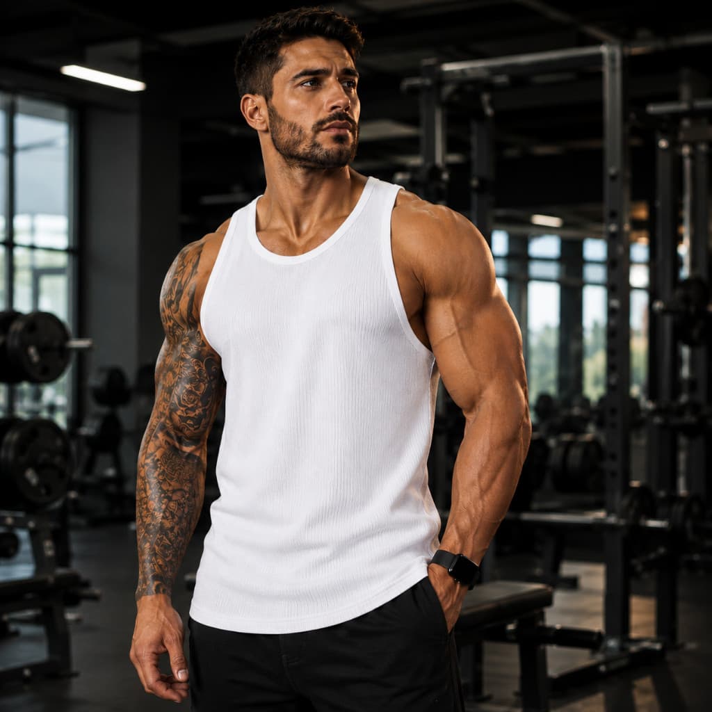 Camiseta Regata Masculina Americana Fitness Academia Treino Sem Manga Cavada Básica Algodão