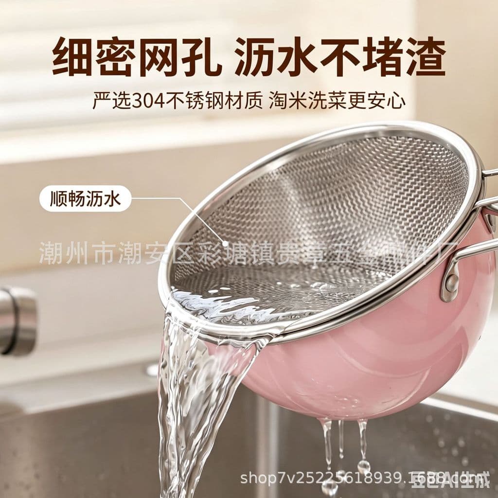 Conjunto de tigela e escorredor de aço inoxidável 304 estilo coreano com escala, tigela para salada, tigela para cozinha