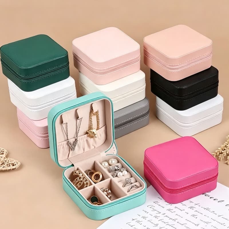 KIT 12 Porta Joias Portátil Mini Porta Joia com Divisões Brincos Colares caixa de armazenamento Q1