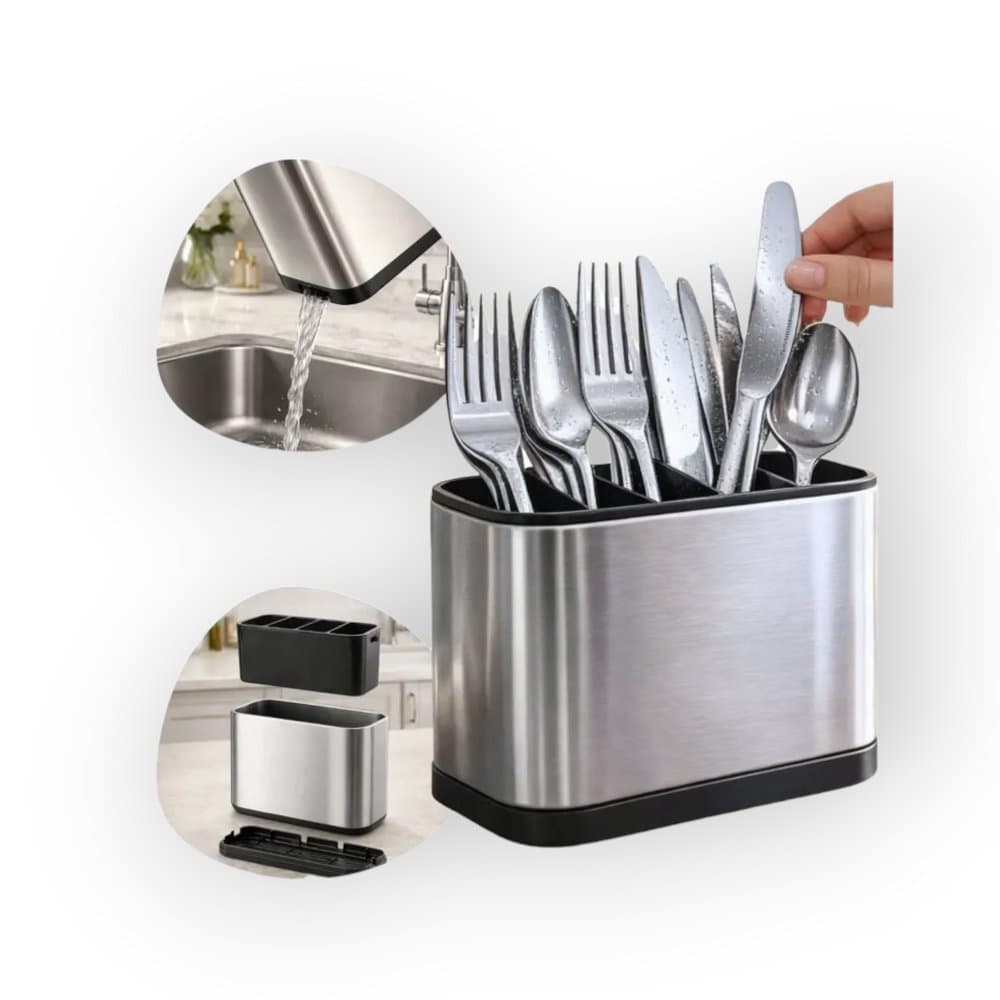 Escorredor de Talheres Clink Aço Inox e Plástico PP 18cm