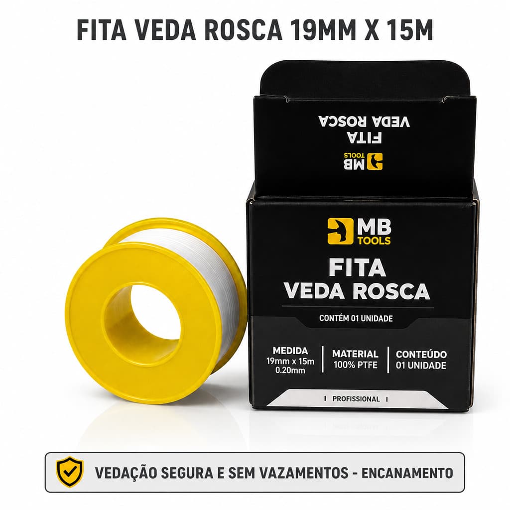 Fita Veda Rosca 19mm x 15m PTFE Para Encanamento