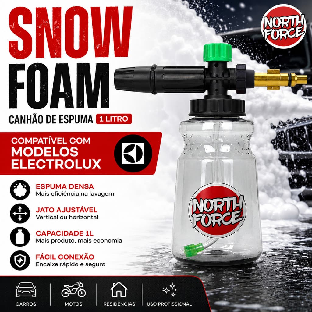 Snow Foam Canhão de Espuma 1L Para Lavadora Alta Pressão Electrolux