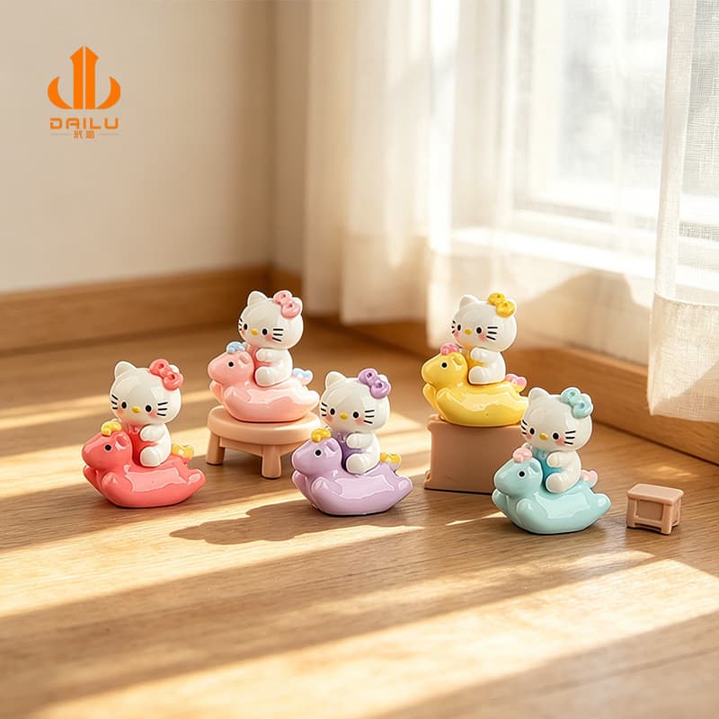 Desenhos animados montando um pônei kt Kitty bonito pelota diy resina jóias acessórios Desktop decoração do carro pequen