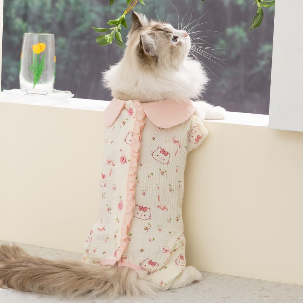 Gato roupas de barriga de quatro patas roupas de ar condicionado algodão respirável roupas para casa para animais