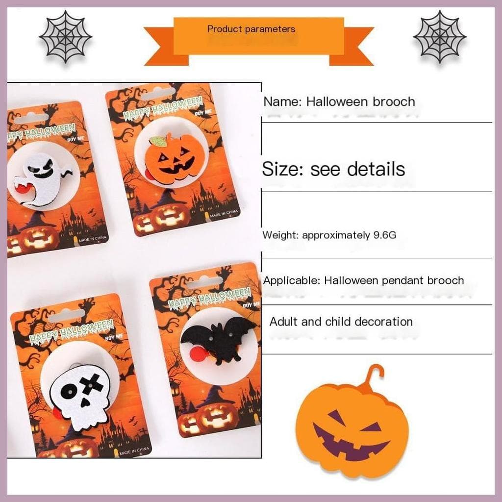 Feltro Decorações De Halloween Criativo Esqueleto Crachá Pino Bonito Dos Desenhos Animados Acessórios Pequeno Pingente F