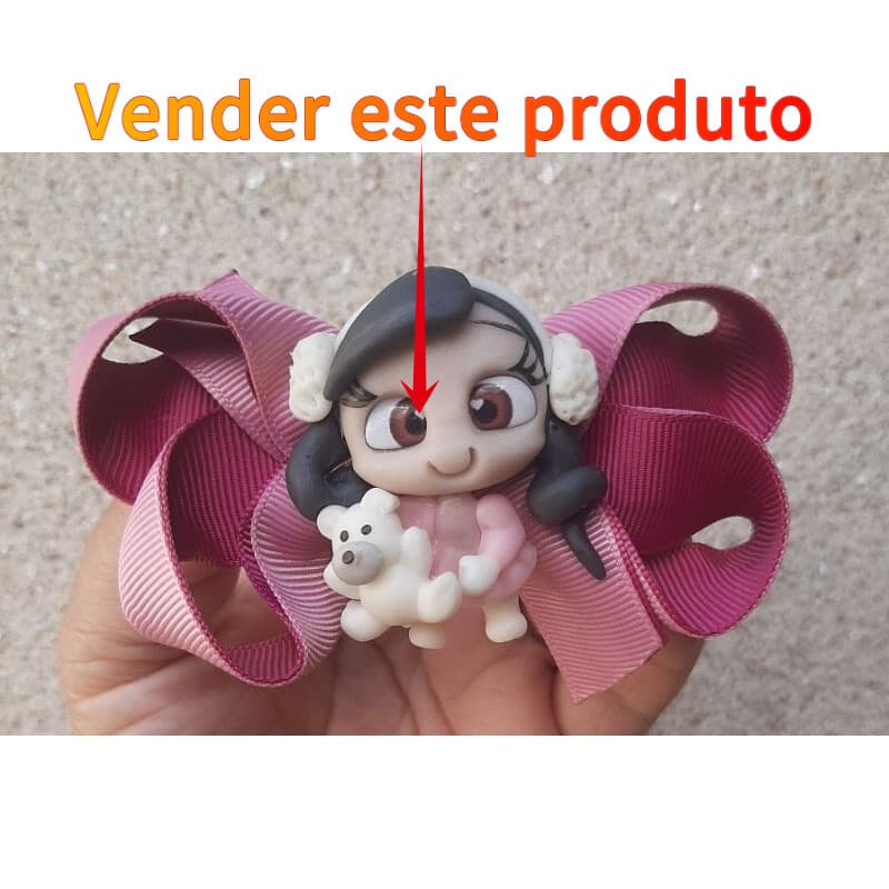 Laço infantil com aplique de biscuit