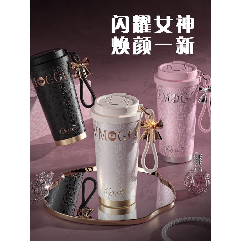 Copo de água para meninas, forro de cerâmica de alto valor, copo térmico de palha, copo de café portátil, presente, novo
