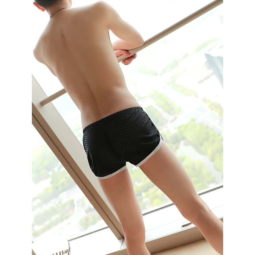 Calças boxer masculinas de malha esportiva, cuecas boxer casuais de cintura baixa para corrida, ioga, casa, praia, cueca