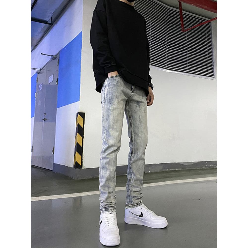 Calças de brim de rua alta masculinas 2026 calças masculinas lavagem pesada calças desgastadas Retro Casual tendência ma