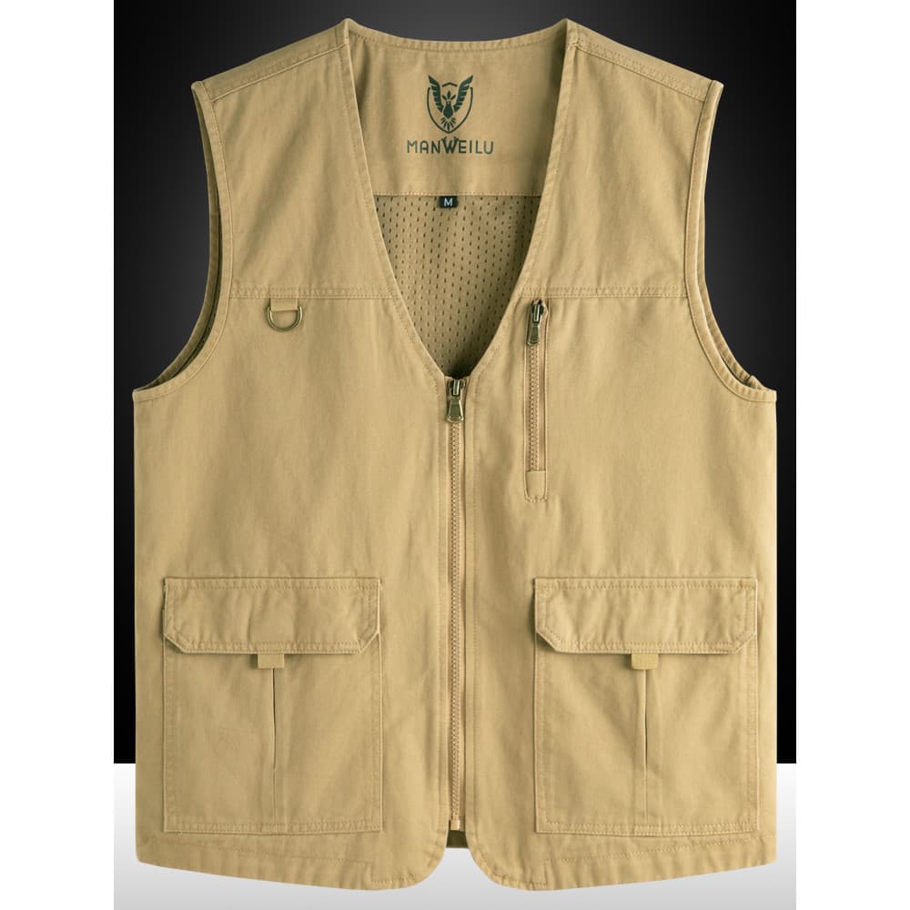 Outono colete de algodão masculino com decote em V colete fino de meia-idade Casual colete primavera outono solto pai Mu