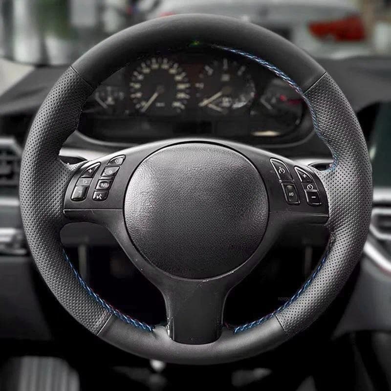 Capa Preta Para Volante De Carro , Couro De Microfibra DIY BMW M Sport 3 5 Series E46 E39 M3 M5 , Acessórios Interiores
