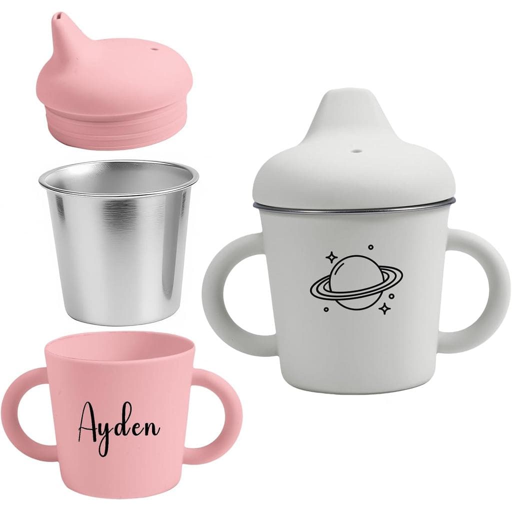 Copos Personalizados para Crianças, 2 Peças de Copo de Água para Crianças com Manga Removível, Copo de Treinamento Resis