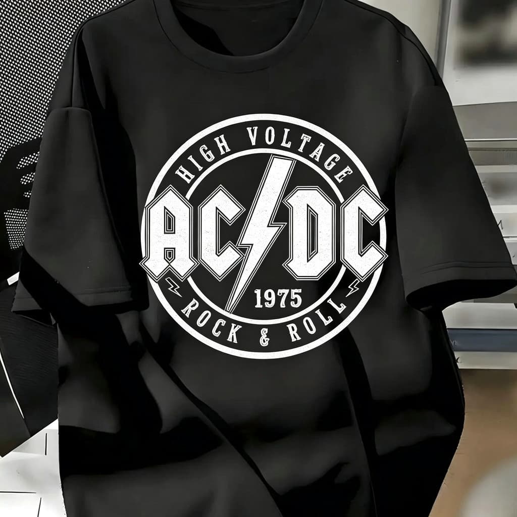 [Camiseta Premium Algodão Puro]LA Camiseta Estampada Banda Rock AC/DC OG 100% Algodão