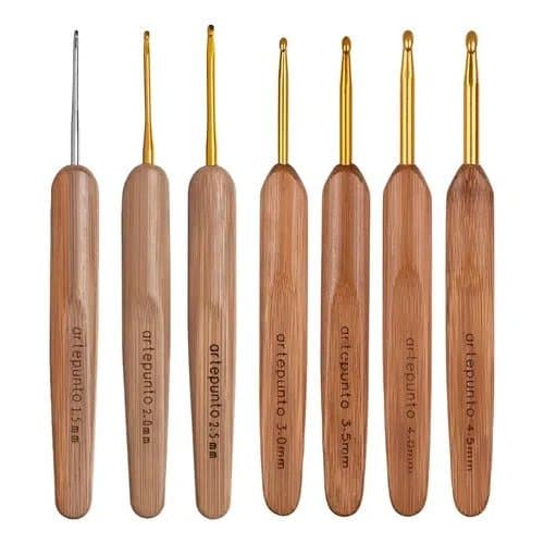 Agulha De Crochê Cabo De Bambu Kit 6 Tamanhos Tricô Bambu