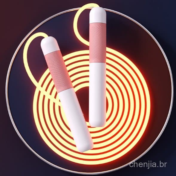 Corda de pular com fibra óptica transparente e luzes LED, adequada para equipamentos de fitness de adultos e crianças.